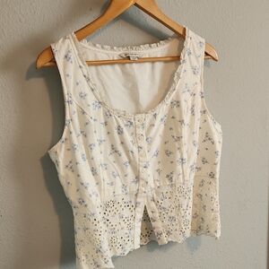 American Eagle Outfitters Cream Bustier Tank Top